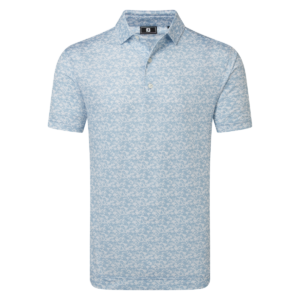 Footjoy, Polo imprimé en fil d'Ecosse Palmiers Homme, Bleu