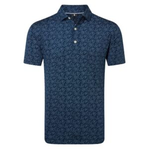 Footjoy, Polo imprimé en fil d'Ecosse Fleuri Homme, Marine