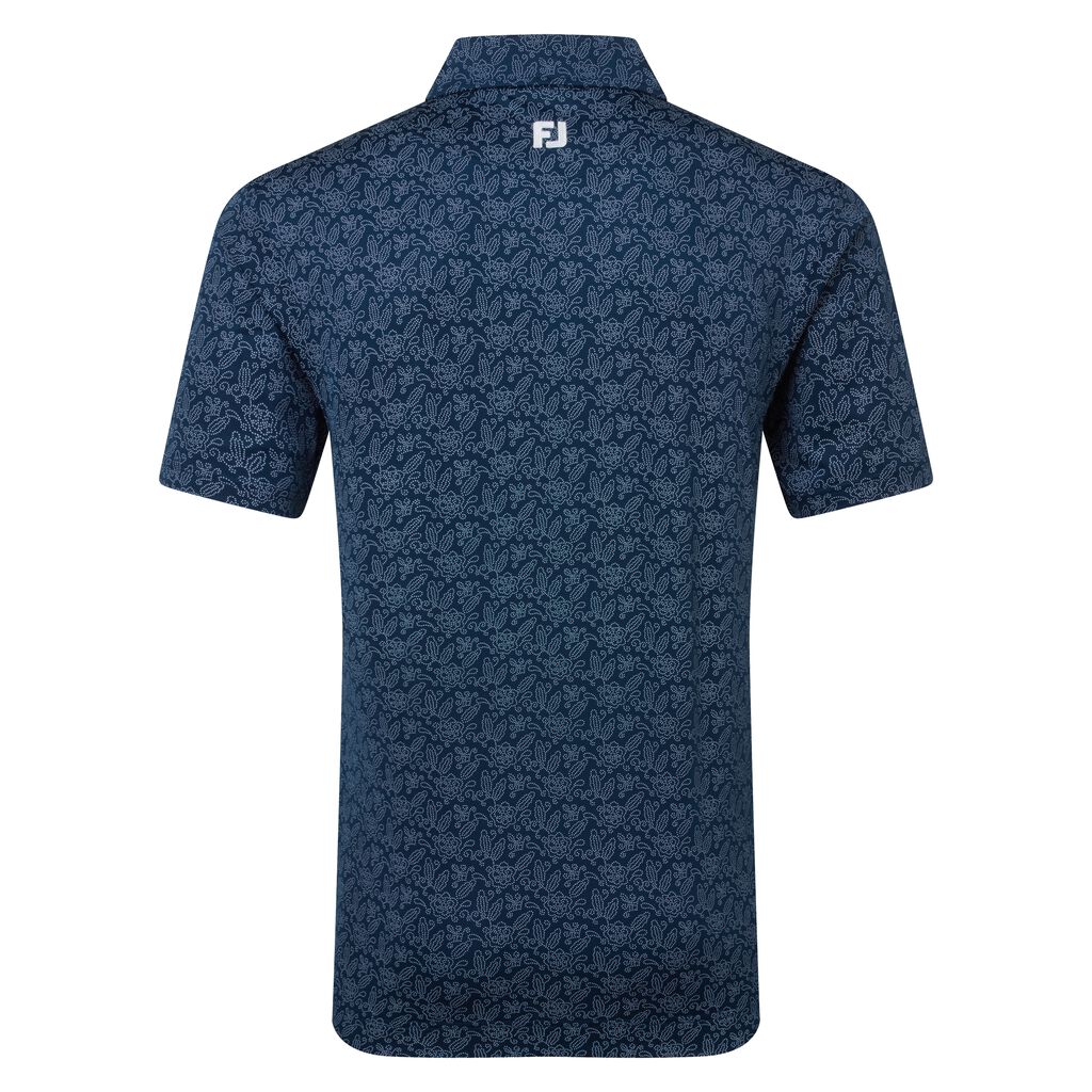 Footjoy, Polo imprimé en fil d'Ecosse Fleuri Homme, Marine – Image 3