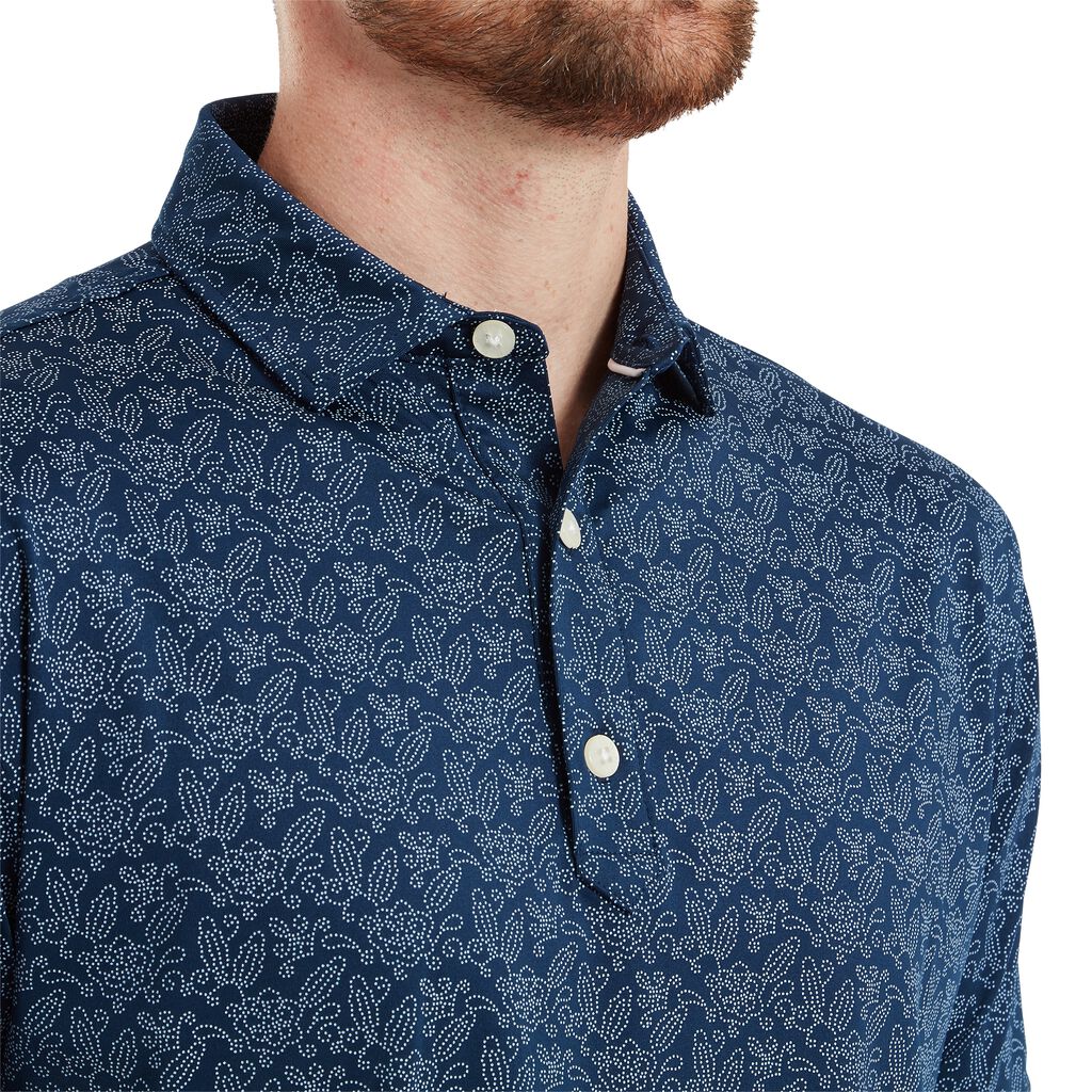 Footjoy, Polo imprimé en fil d'Ecosse Fleuri Homme, Marine – Image 5