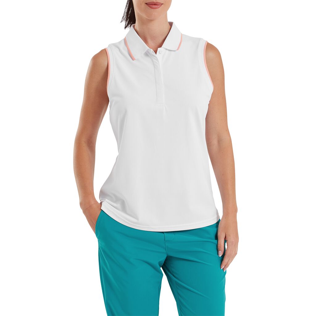 Footjoy, Polo sans Manche Dame, Blanc – Image 2