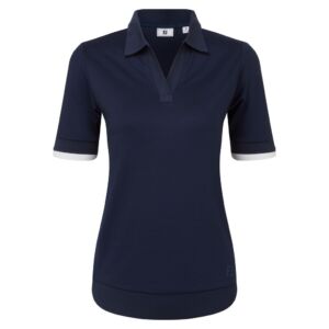 Footjoy, Polo en Maille Texturée Dame, Bleu Marine